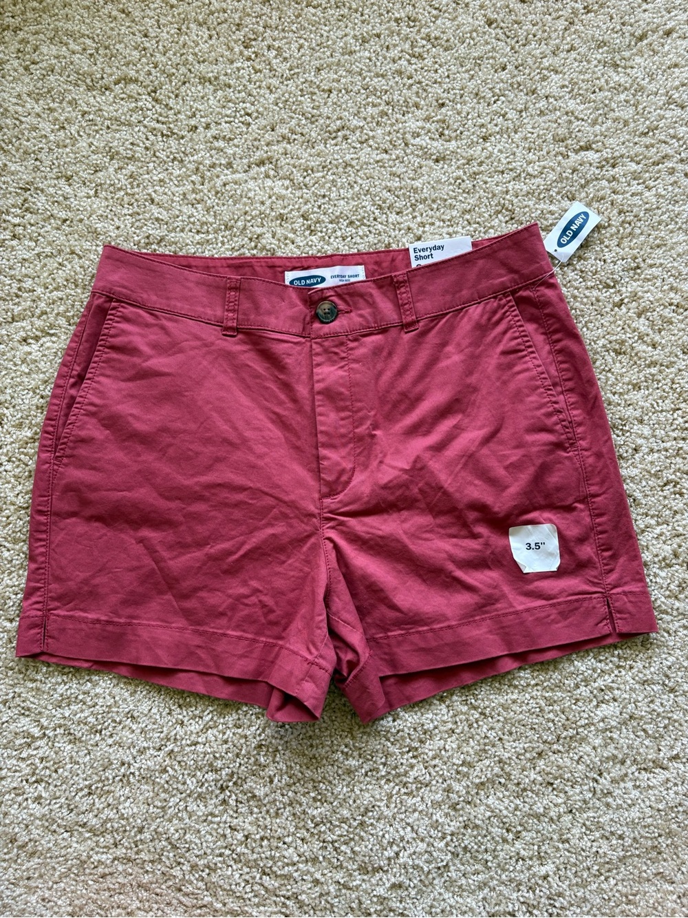 NWT Old Navy Everyday Shorts Size 8 High Rise Rose Red Pink Chino 3.5" Inseam